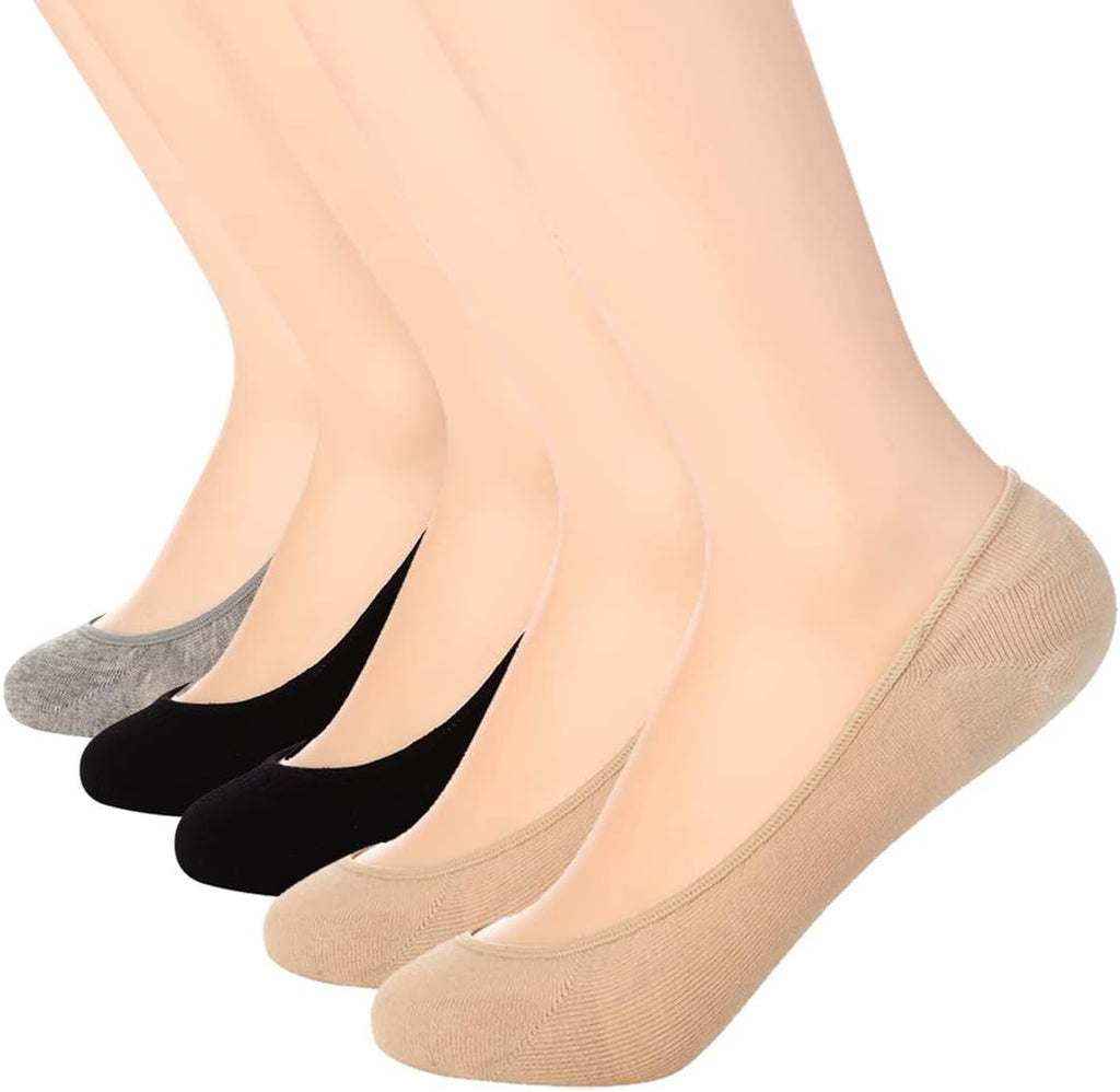 Toes Home No Show Socks Womens Invisible Non Slip Liner for Flat 3-8 Pairs