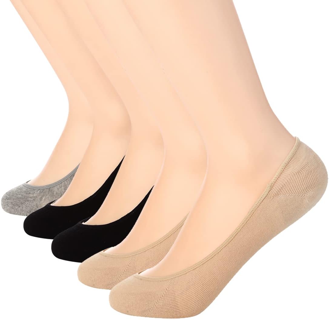 Toes Home No Show Socks Womens Invisible Non Slip Liner for Flat 3-8 Pairs