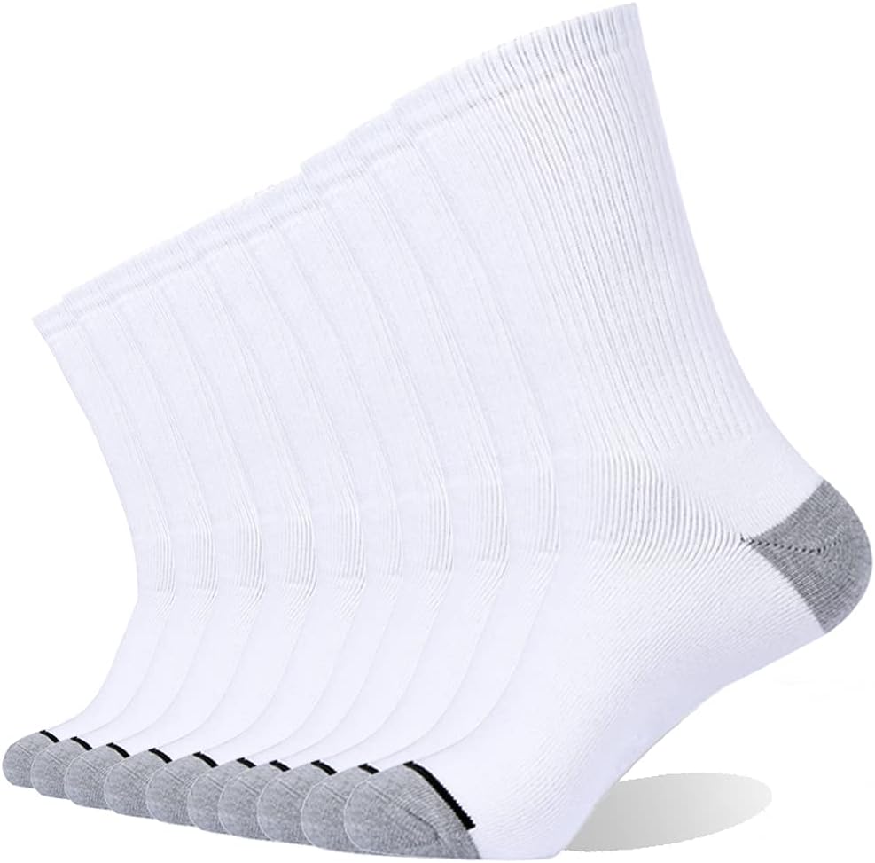 EnerWear 10P Pack Unisex Cotton Moisture Wicking Cushion Crew Socks