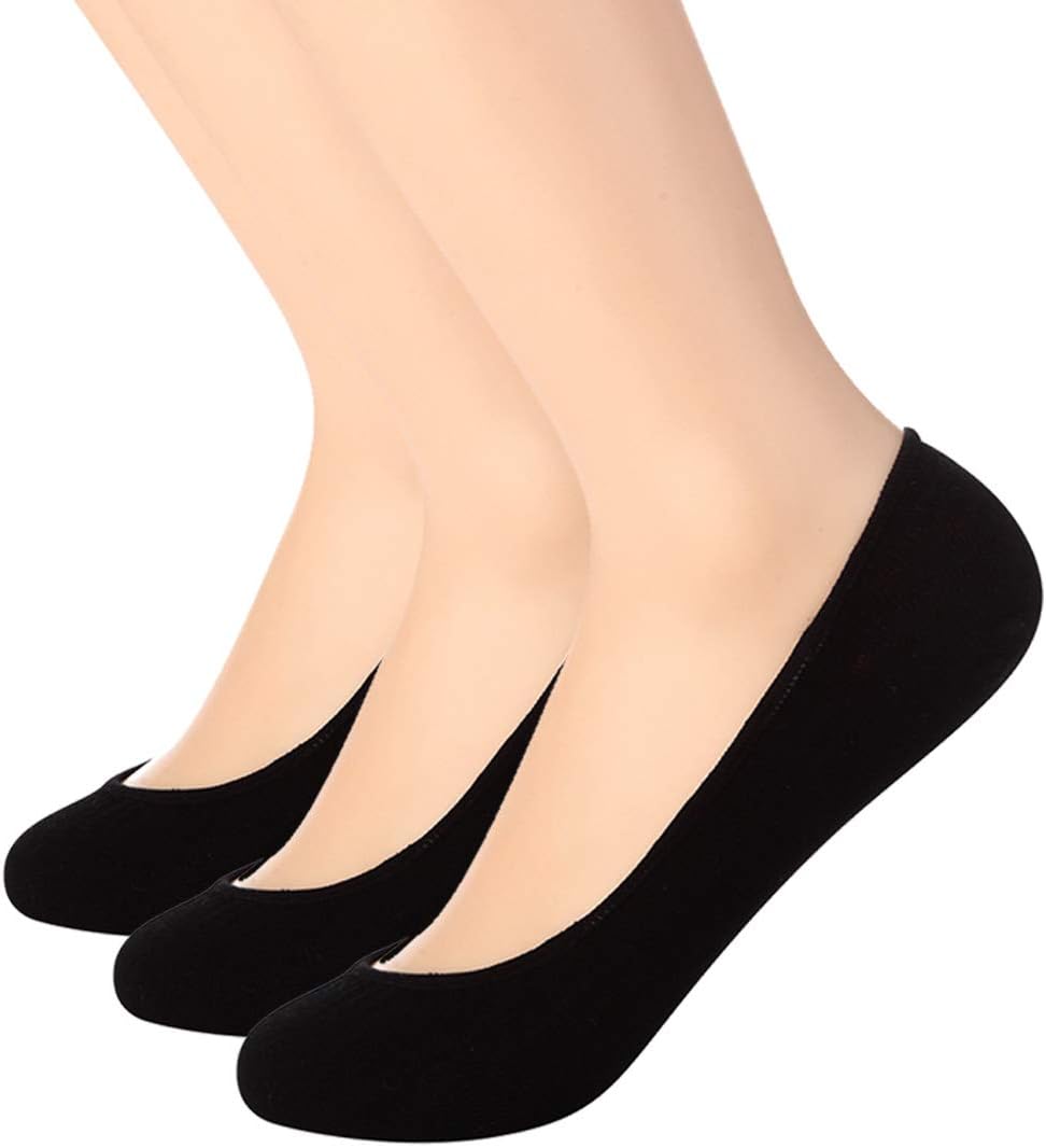 Toes Home No Show Socks Womens Invisible Non Slip Liner for Flat 3-8 Pairs