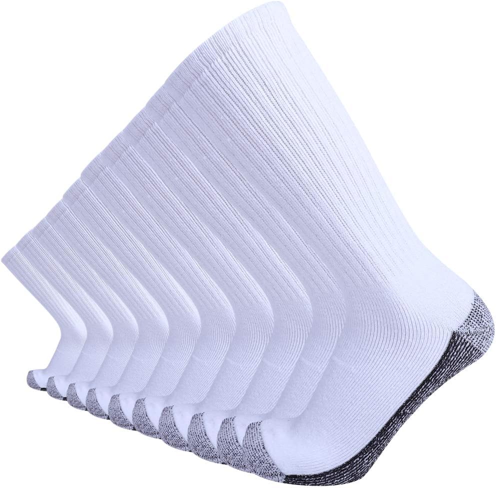 EnerWear 10P Pack Unisex Cotton Moisture Wicking Cushion Crew Socks