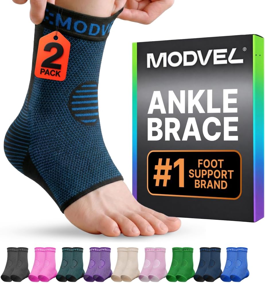 Modvel Foot & Ankle Brace Socks for Sprained Ankle Compression Sleeve - Foot Support for Women & Men - Tendonitis & Arthritis Ankle Brace Sports Running, Torn Ligaments & Women Stabilizing Ankle Wrap