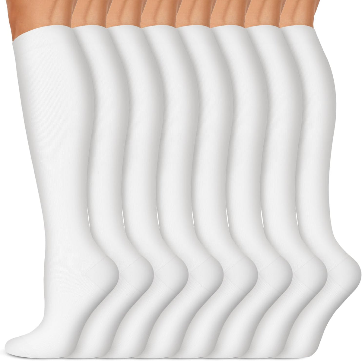 Copper Compression Socks 15-20 mmHg for Men & Women 8 Pairs – Circulation Support for Nurses, Travel, Running, Hiking, Soccer