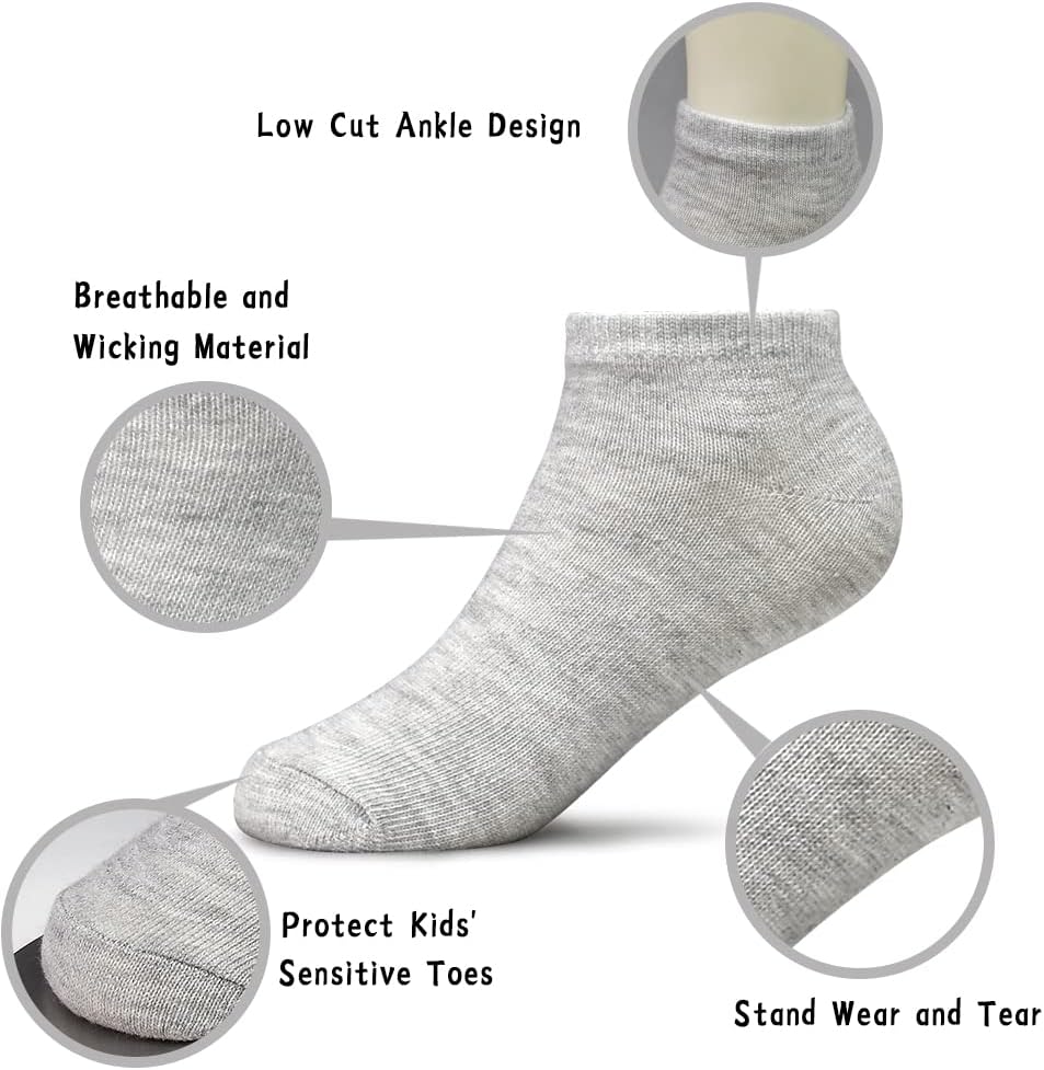 Toddler Socks, 16 Pairs Low Cut Ankle Socks for Kids (1-14 Years)