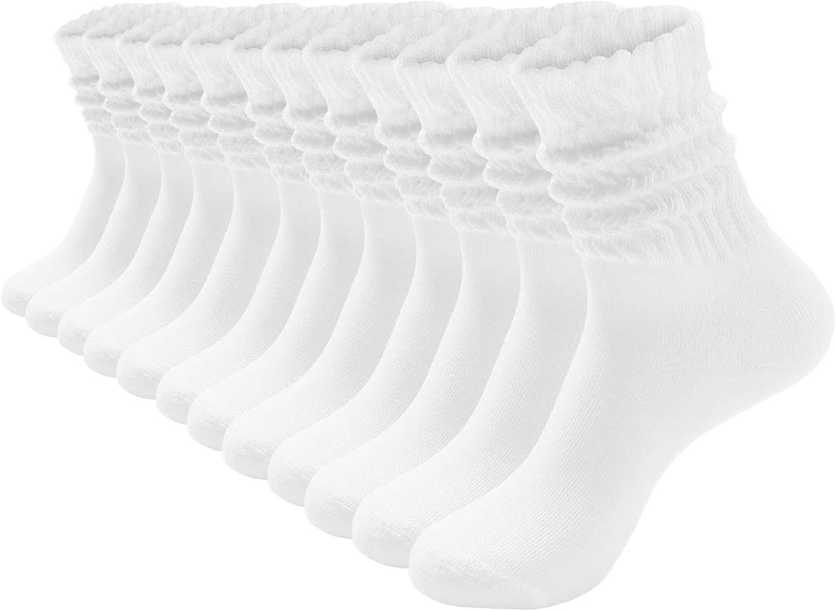HAVE A TREE Women's Slouchy Crew Socks White Cushioned Scrunch Boot Sock