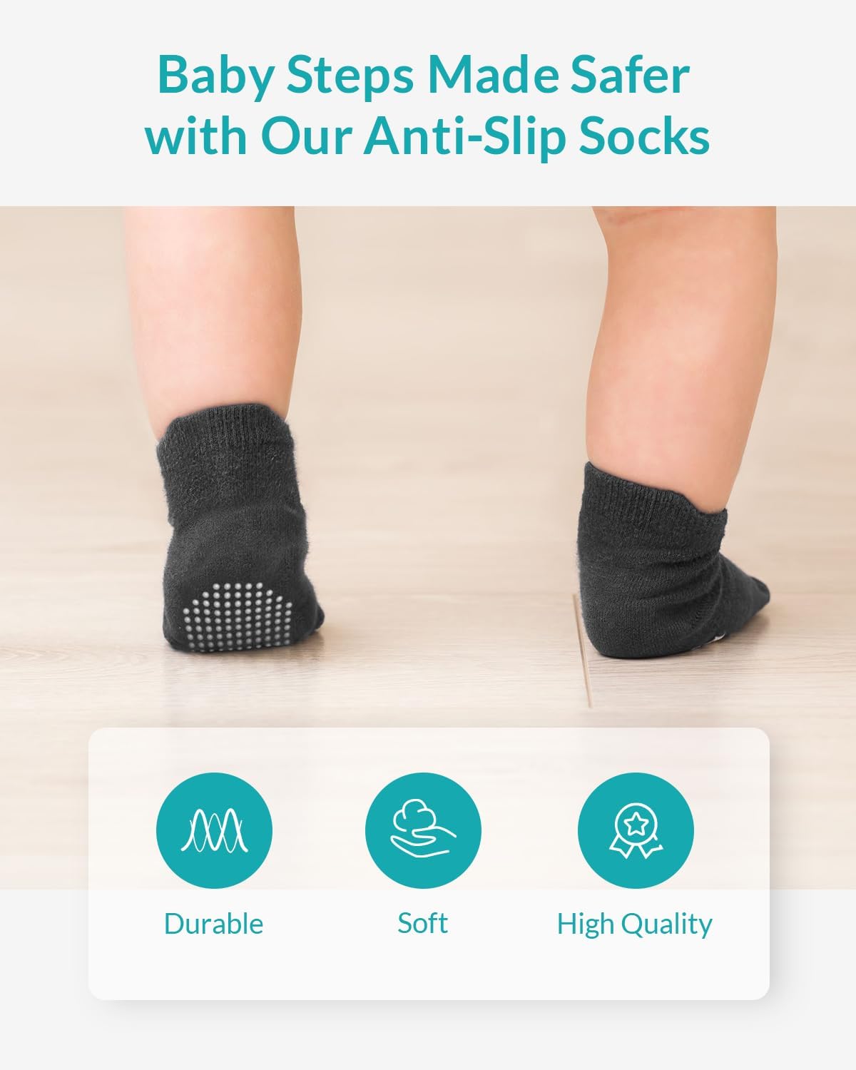 Infinno Baby Non Slip Ankle Socks 9 Pairs - Toddler Socks with Grips for Kids, Infants Boys and Girls 6-24 Months, 1T-7T