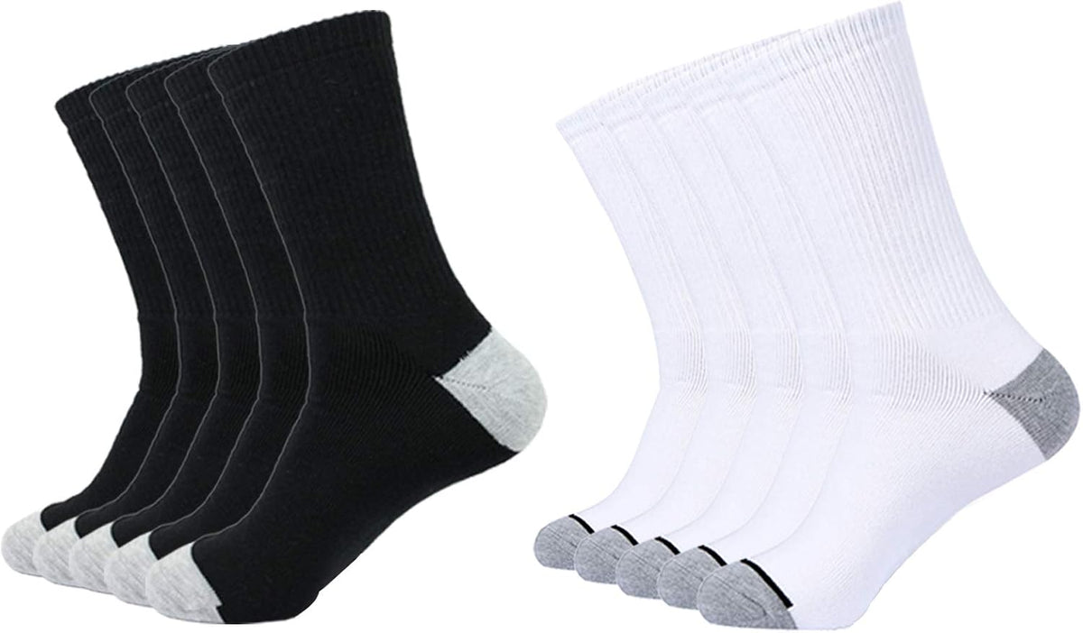 EnerWear 10P Pack Unisex Cotton Moisture Wicking Cushion Crew Socks