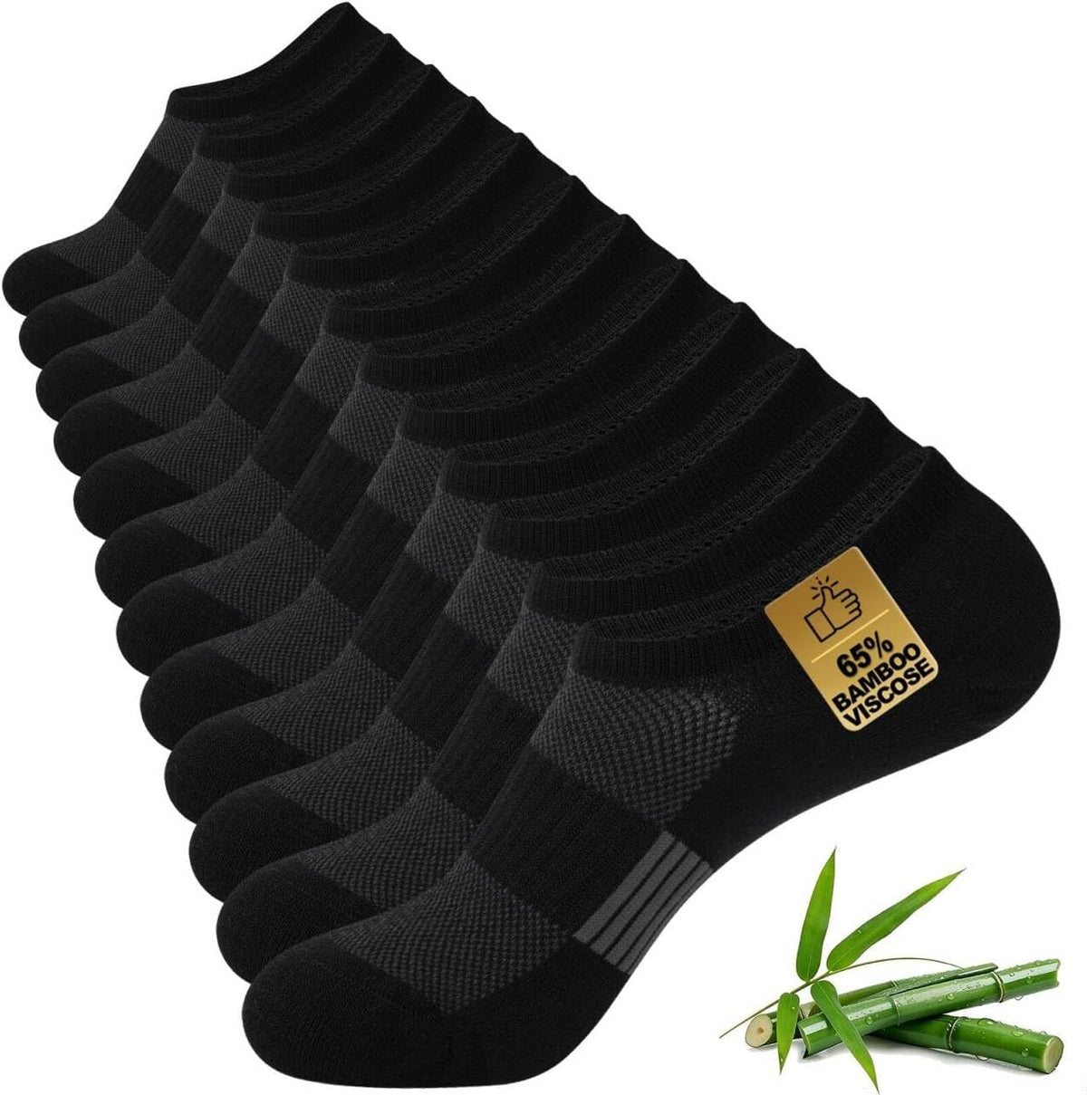 No Show Socks Men, Breathable Bamboo Rayon Low Cut Footies 6 Pairs