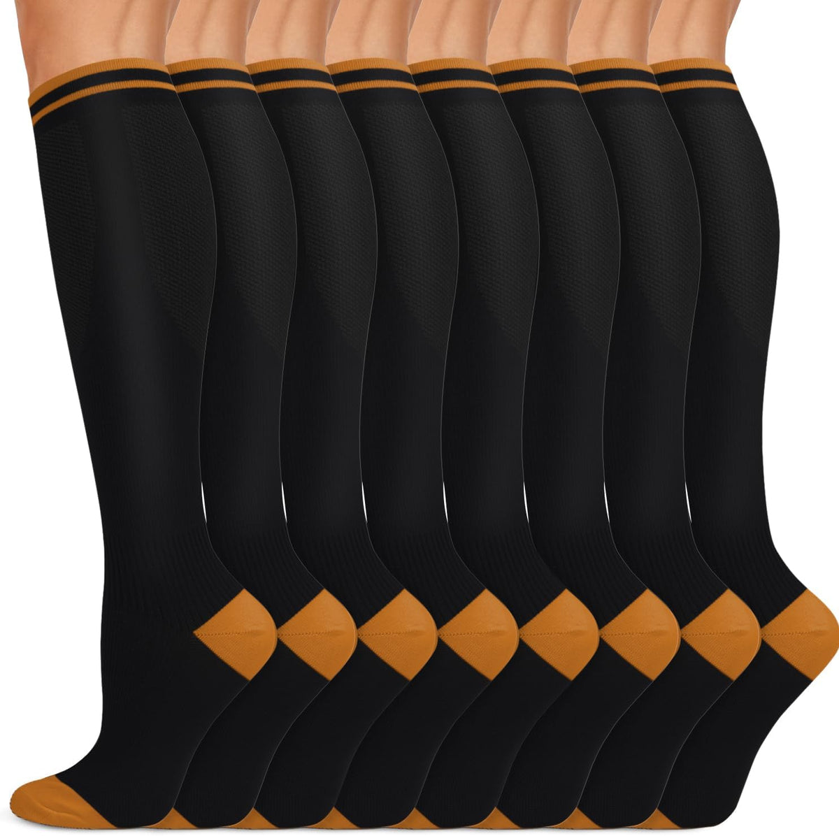 Copper Compression Socks 15-20 mmHg for Men & Women 8 Pairs – Circulation Support for Nurses, Travel, Running, Hiking, Soccer