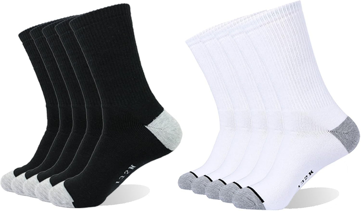 EnerWear 10P Pack Unisex Cotton Moisture Wicking Cushion Crew Socks