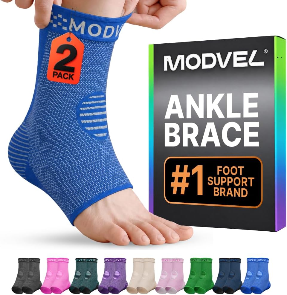 Modvel Foot & Ankle Brace Socks for Sprained Ankle Compression Sleeve - Foot Support for Women & Men - Tendonitis & Arthritis Ankle Brace Sports Running, Torn Ligaments & Women Stabilizing Ankle Wrap