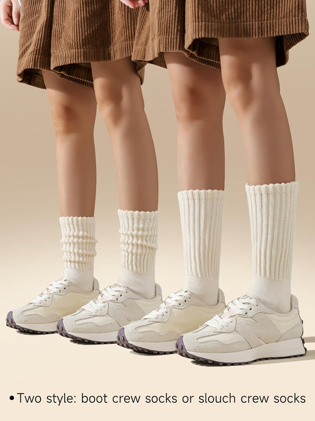 HAVE A TREE Women's Slouchy Crew Socks White Cushioned Scrunch Boot Sock