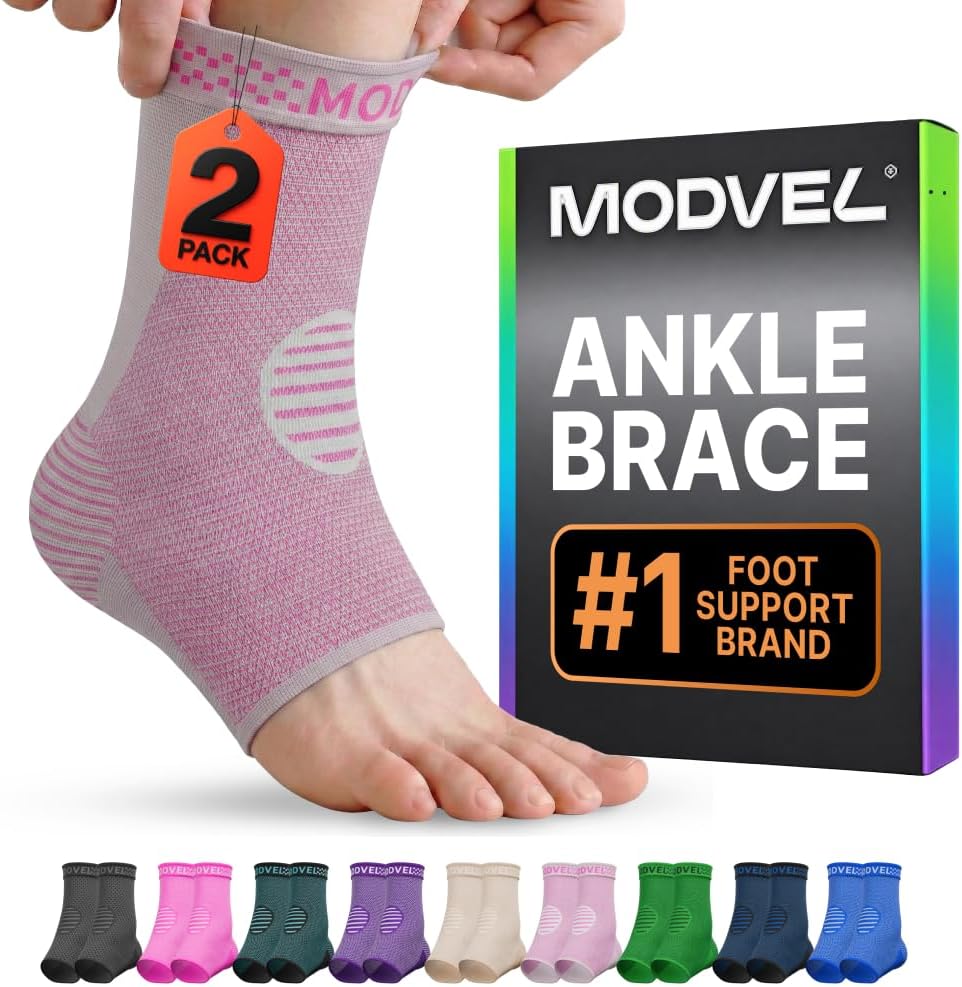 Modvel Foot & Ankle Brace Socks for Sprained Ankle Compression Sleeve - Foot Support for Women & Men - Tendonitis & Arthritis Ankle Brace Sports Running, Torn Ligaments & Women Stabilizing Ankle Wrap