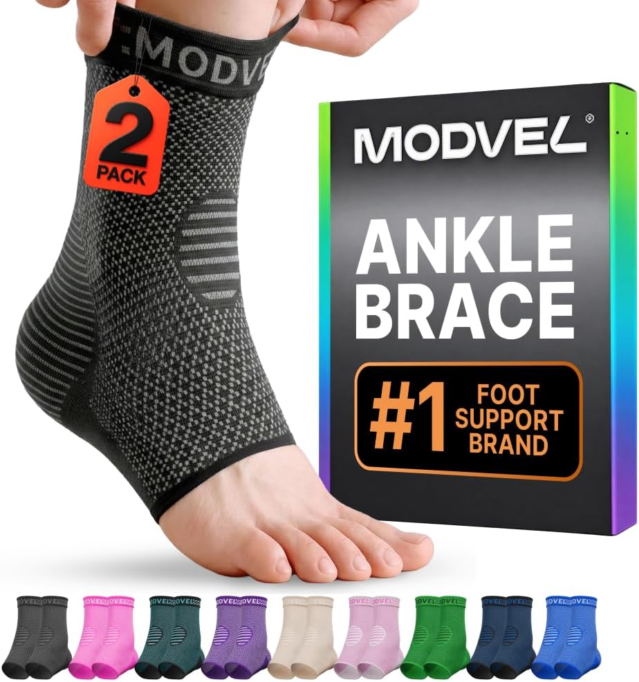 Modvel Foot & Ankle Brace Socks for Sprained Ankle Compression Sleeve - Foot Support for Women & Men - Tendonitis & Arthritis Ankle Brace Sports Running, Torn Ligaments & Women Stabilizing Ankle Wrap