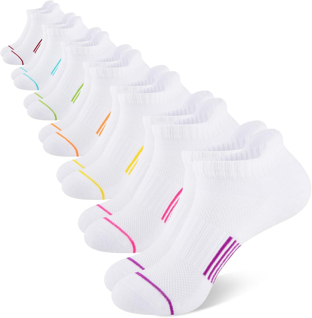 Heatuff 7 Pairs Womens Ankle Socks Athletic Cushioned Anti-Blister Running Low Cut Socks with Tab