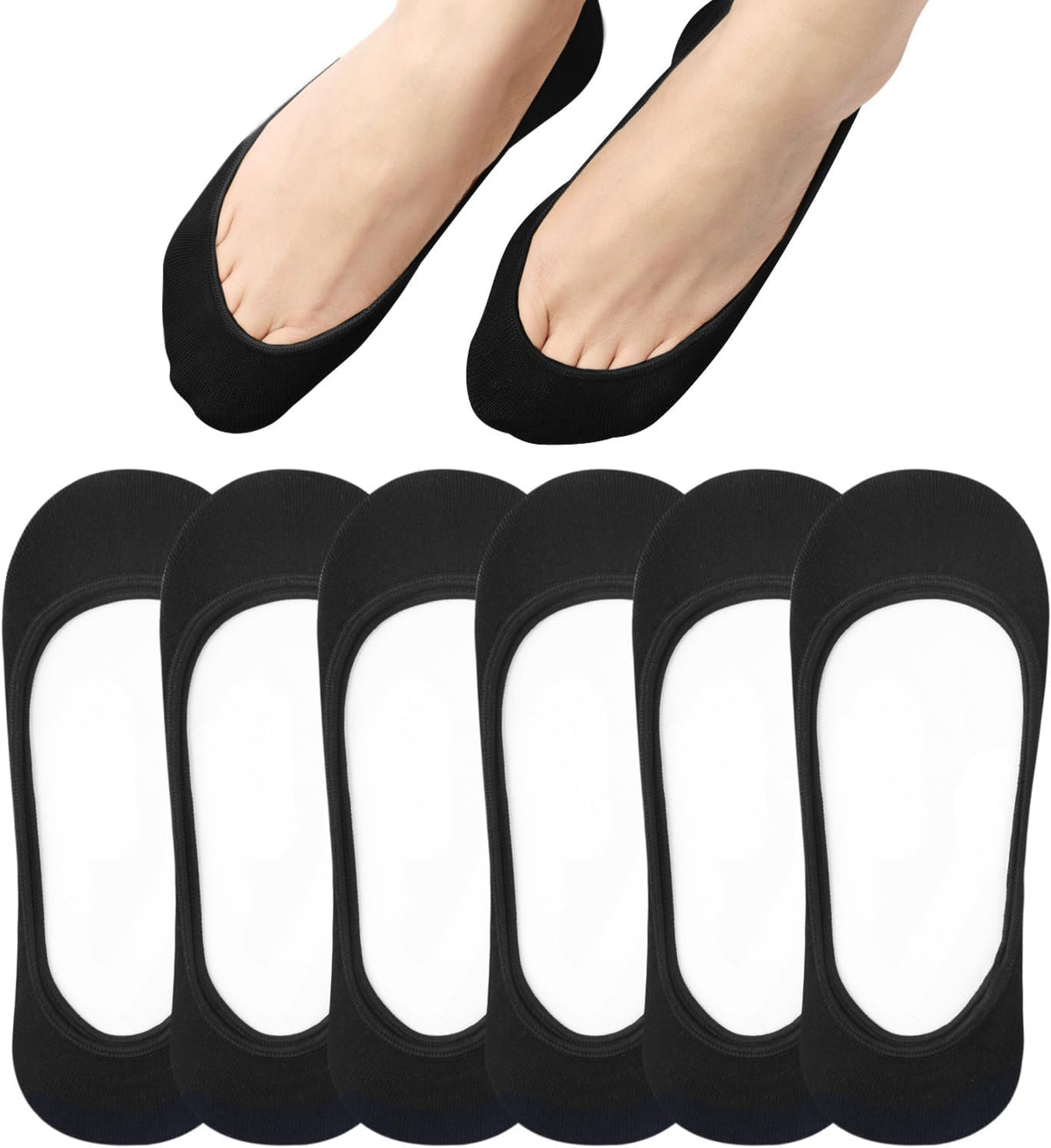 Toes Home No Show Socks Womens Invisible Non Slip Liner for Flat 3-8 Pairs