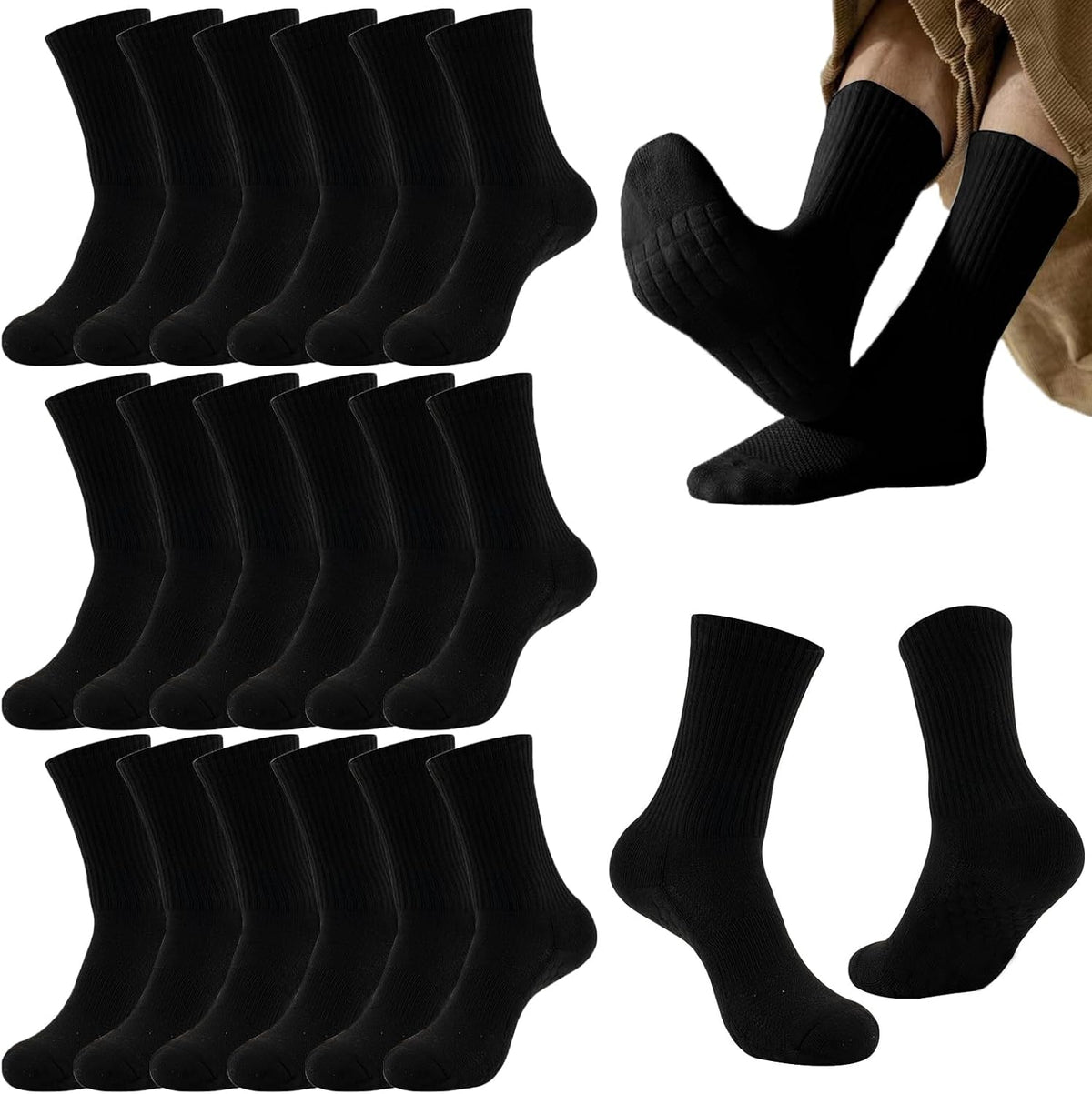 20 Pairs Crew Athletic Socks for Men Moisture Wicking Cushion Crew Socks for Sport Running Traveling