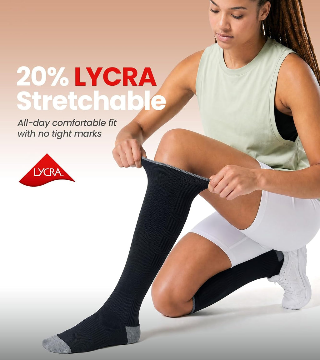 Benirap Breathable Compression Socks for Women and Men,15-20 mmHg,2 Pairs