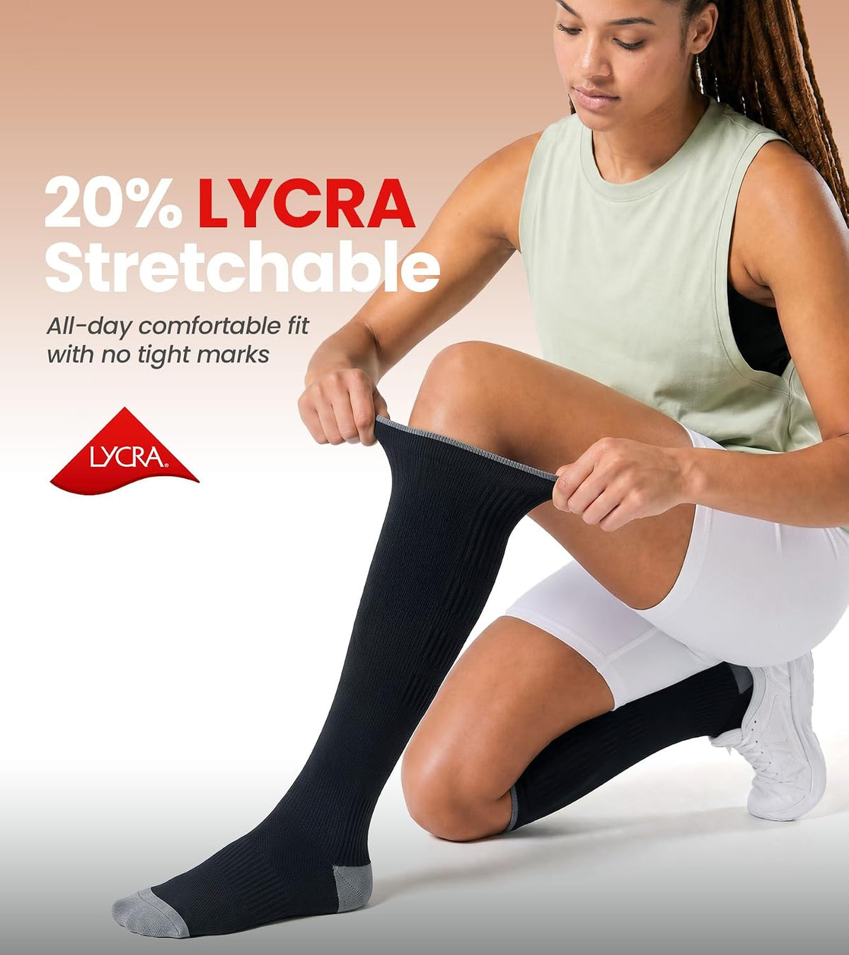 Benirap Breathable Compression Socks for Women and Men,15-20 mmHg,2 Pairs