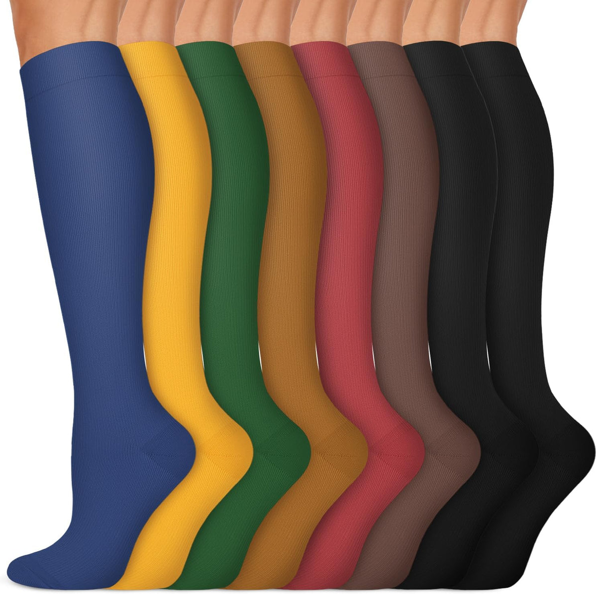 Copper Compression Socks 15-20 mmHg for Men & Women 8 Pairs – Circulation Support for Nurses, Travel, Running, Hiking, Soccer