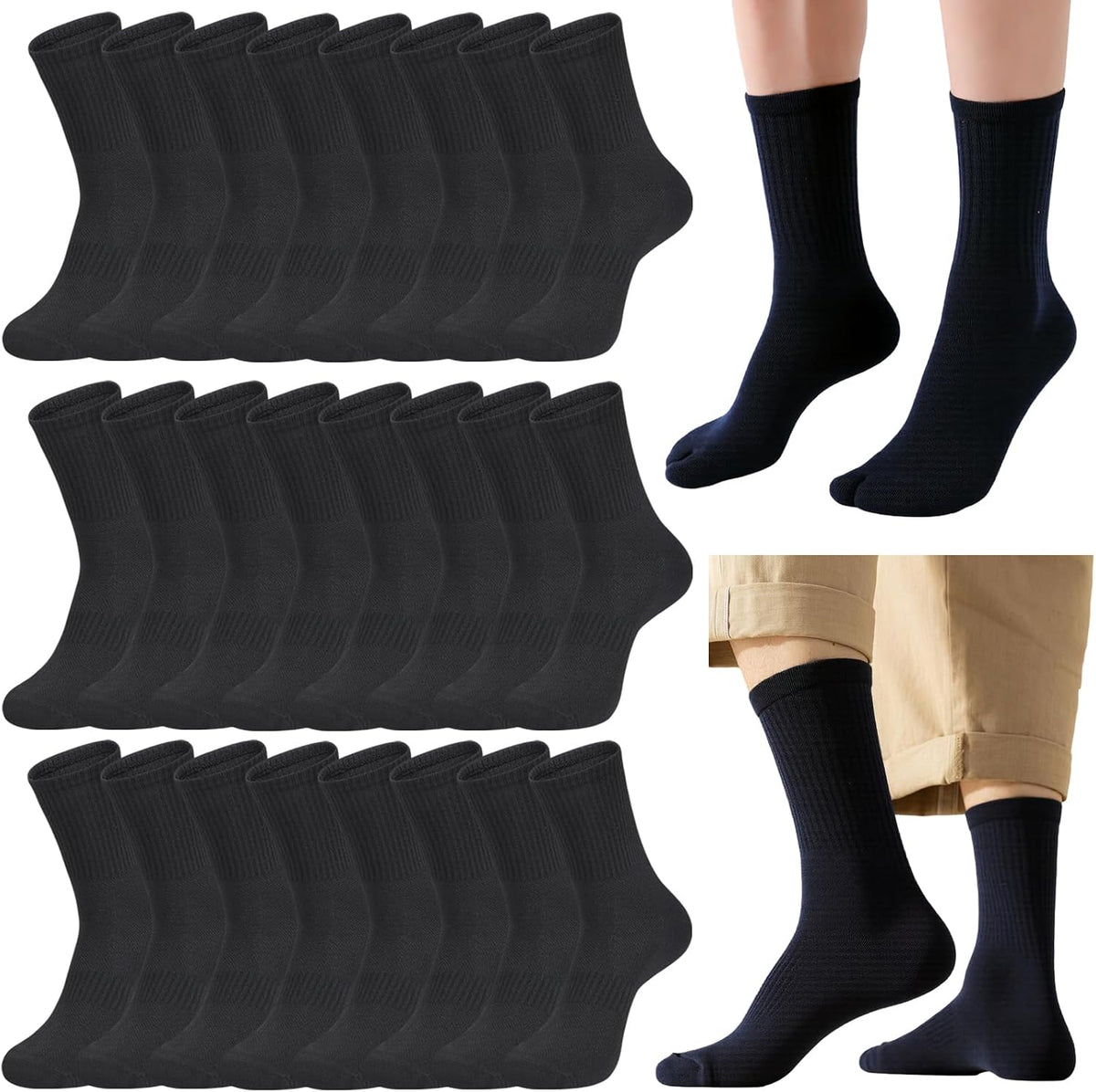 20 Pairs Crew Athletic Socks for Men Moisture Wicking Cushion Crew Socks for Sport Running Traveling