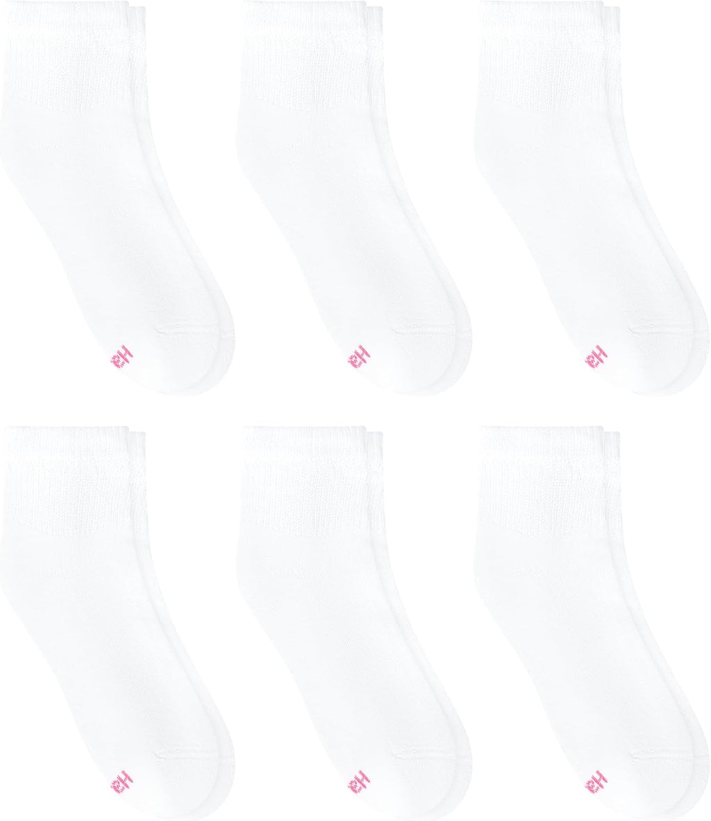 Hanes Ultimate womens 6-pack Ankle athletic socks, White, Shoe Size 5-9 US