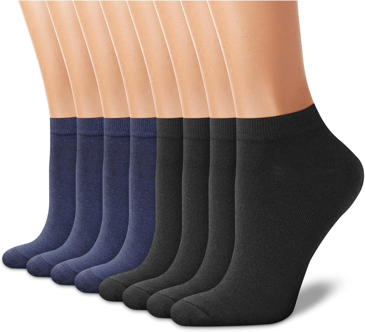 CHARKING 8 Pairs Ankle Socks for Women - Non Slip Cotton No Show Low Cut Casual Socks
