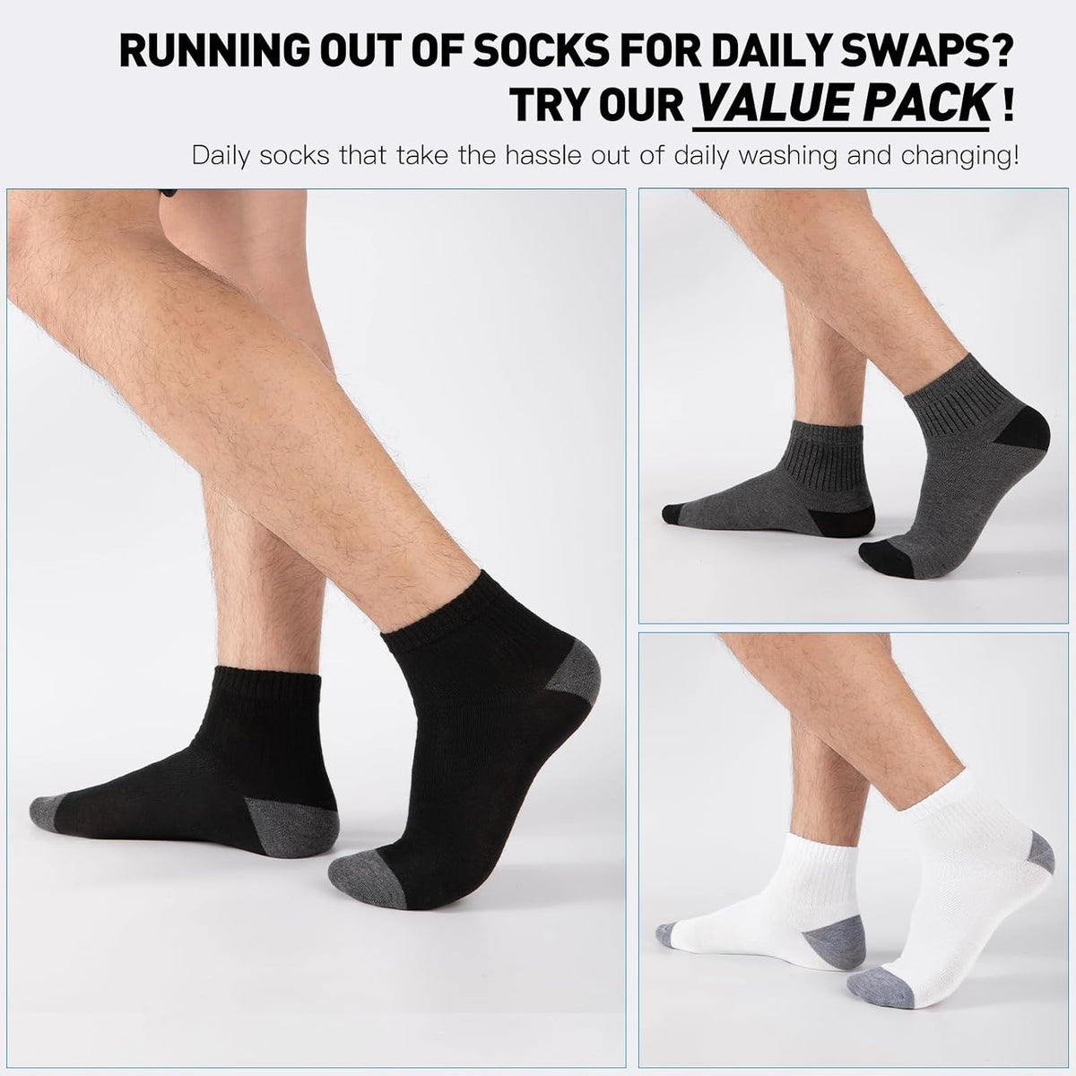 20 Pairs Ankle Socks For Men - Mens Socks Size 8-12/12-16 Thin Casual Bulk Socks