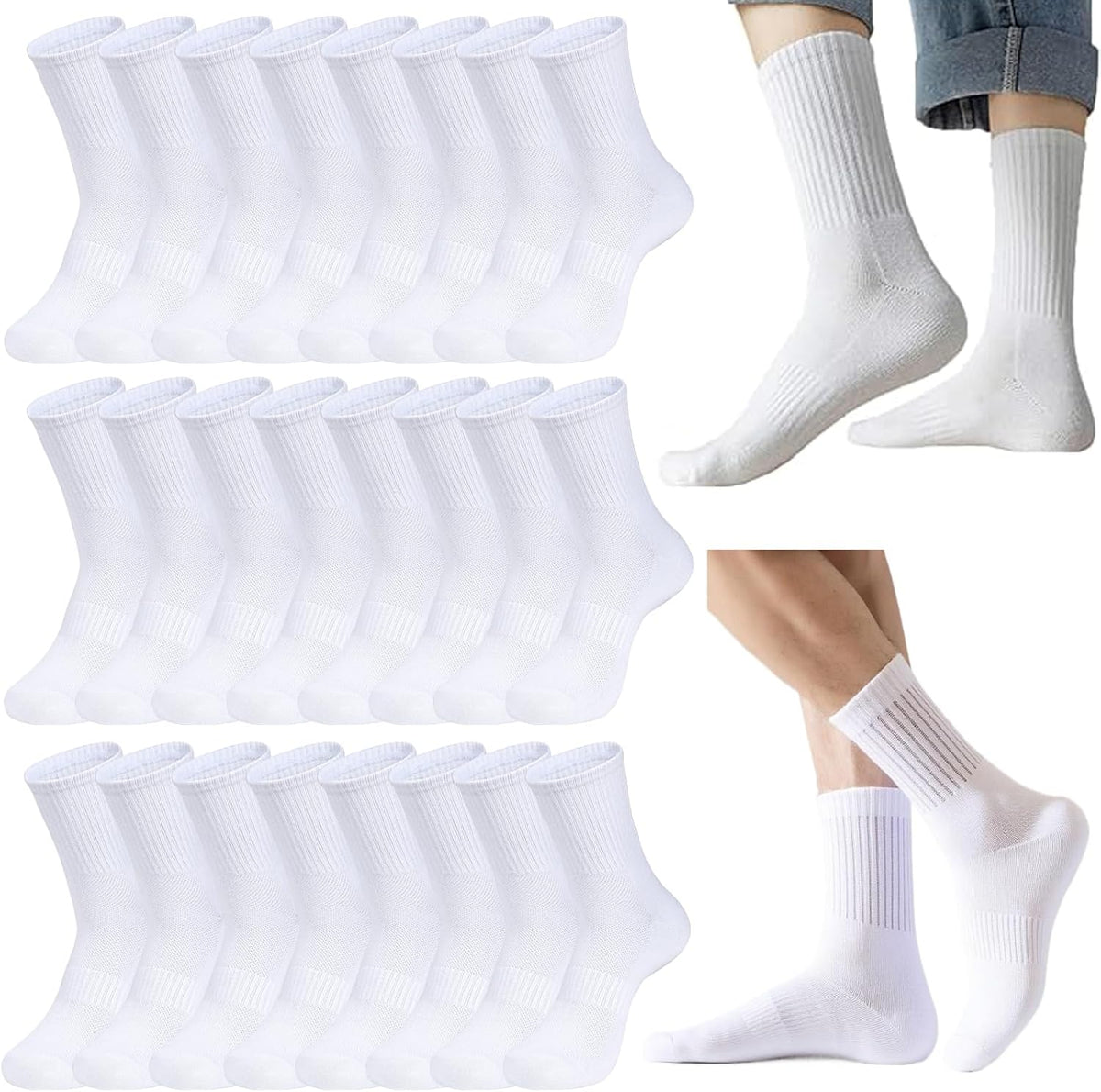 20 Pairs Crew Athletic Socks for Men Moisture Wicking Cushion Crew Socks for Sport Running Traveling