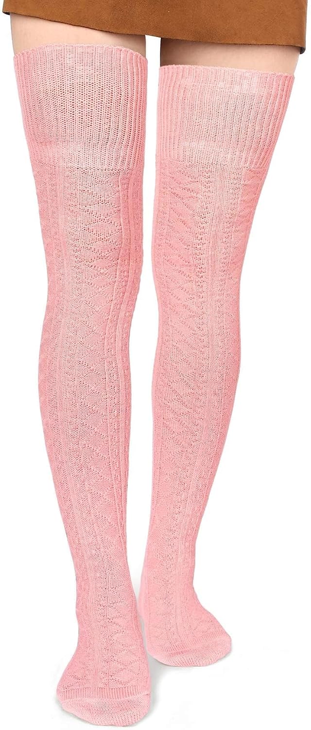 Moon Wood Women Thigh High Socks Extra Long Cotton Knit Warm Thick Tall Over the Knee Boot Stocking Leg Warmers Daily Cosplay