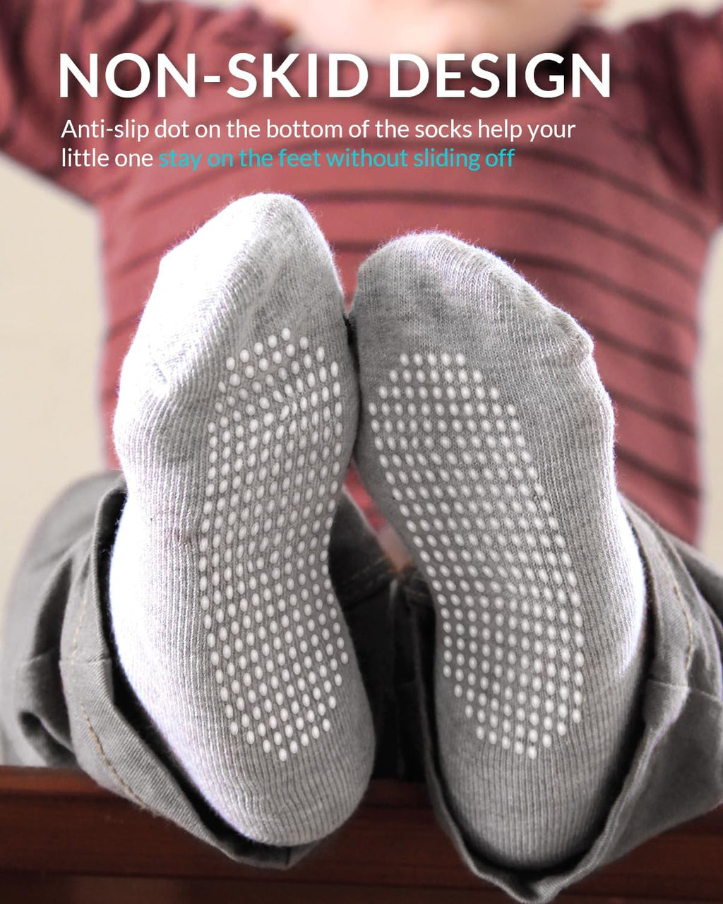 Infinno Baby Non Slip Ankle Socks 9 Pairs - Toddler Socks with Grips for Kids, Infants Boys and Girls 6-24 Months, 1T-7T