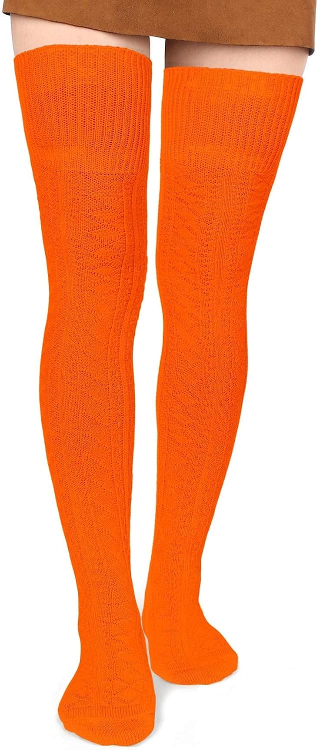 Moon Wood Women Thigh High Socks Extra Long Cotton Knit Warm Thick Tall Over the Knee Boot Stocking Leg Warmers Daily Cosplay