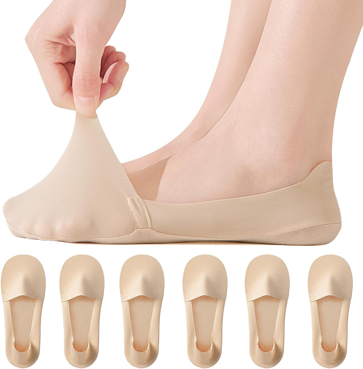 No Show Socks Womens for Flats Loafers Heels, Non Slip Thin Invisible Footies Bootie