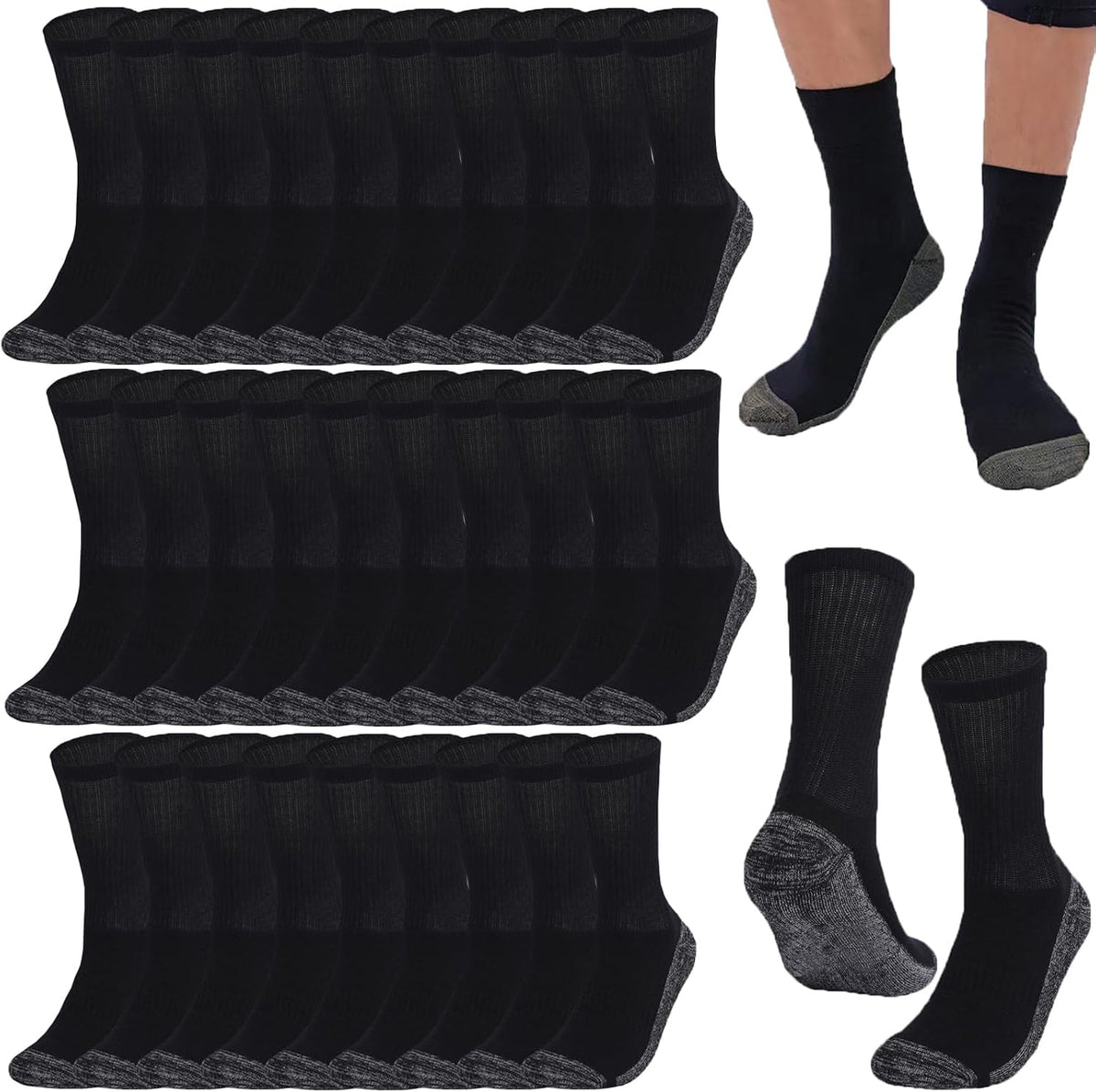 20 Pairs Crew Athletic Socks for Men Moisture Wicking Cushion Crew Socks for Sport Running Traveling