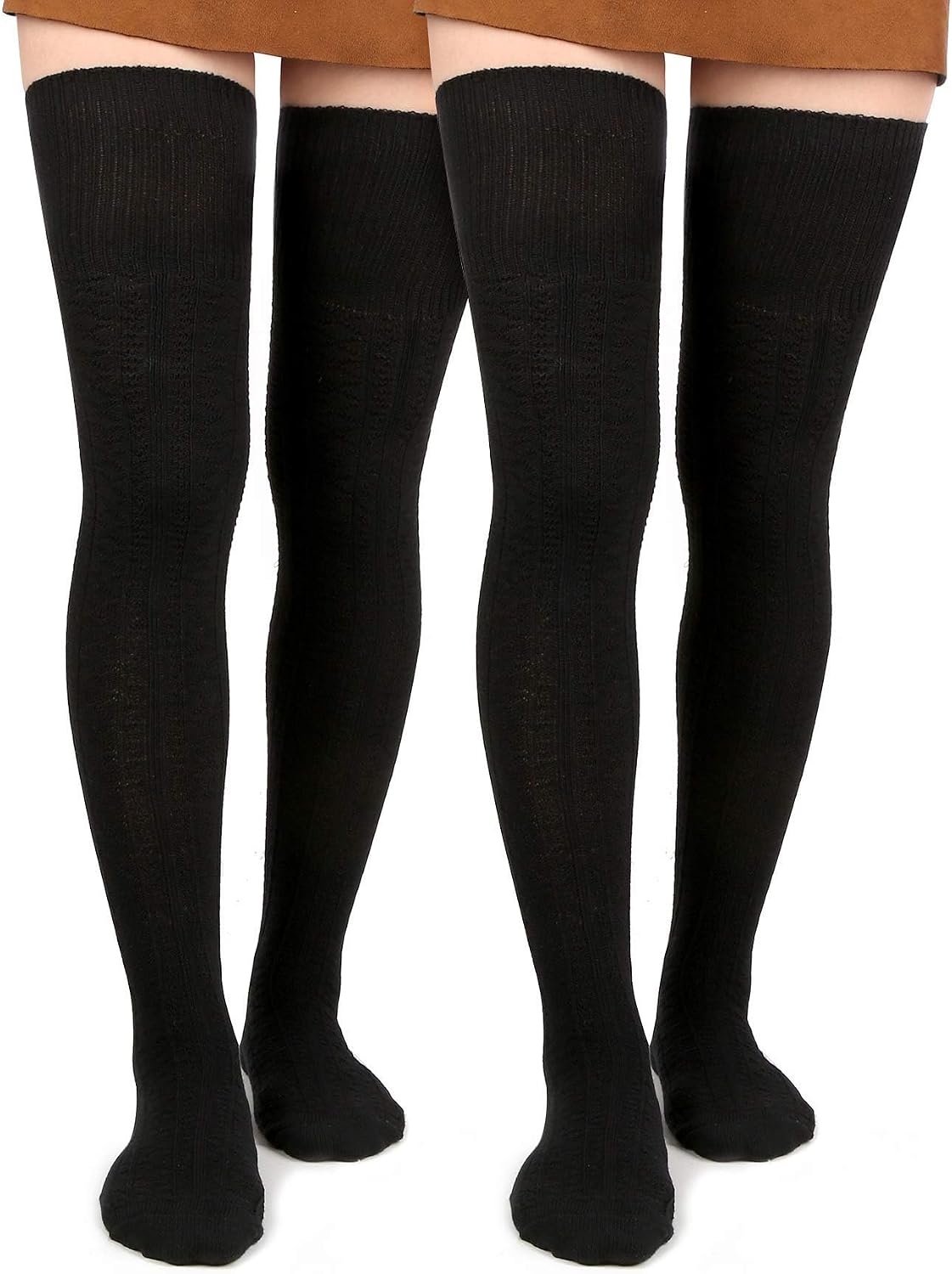 Moon Wood Women Thigh High Socks Extra Long Cotton Knit Warm Thick Tall Over the Knee Boot Stocking Leg Warmers Daily Cosplay