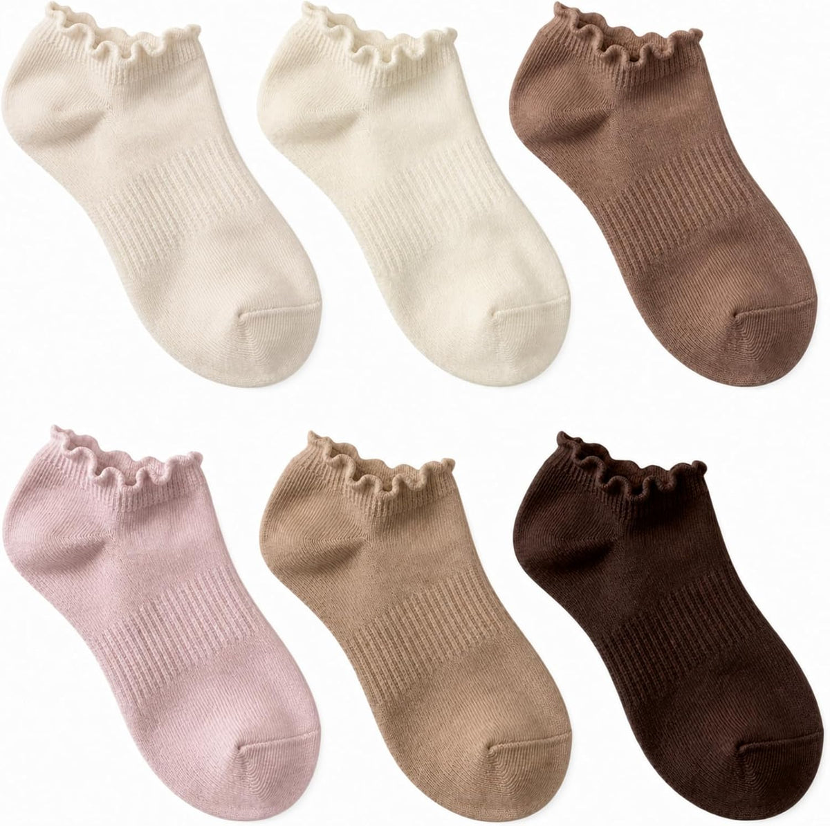 6 Pairs No Show Socks for Women Ruffle Socks Cute Ankle Socks