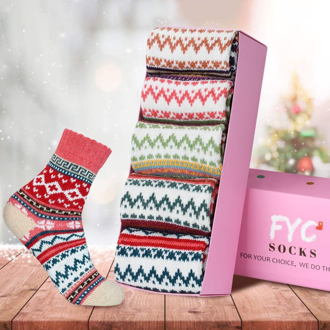 FYC Socks for Women Winter Thick Warm Wool Socks Cozy Crew Christmas Gift