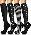 4 Pairs Compression Socks for Women Circulation-Best Support for Nurses,Running,Athletic,Travel