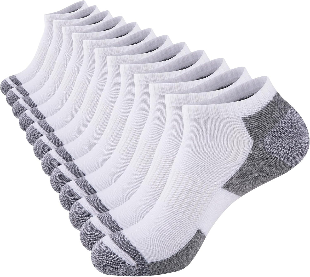 COOPLUS 12 Pack Mens Cushioned Ankle Socks, Low Cut Breathable Casual Socks (Shoe Size 6-11)