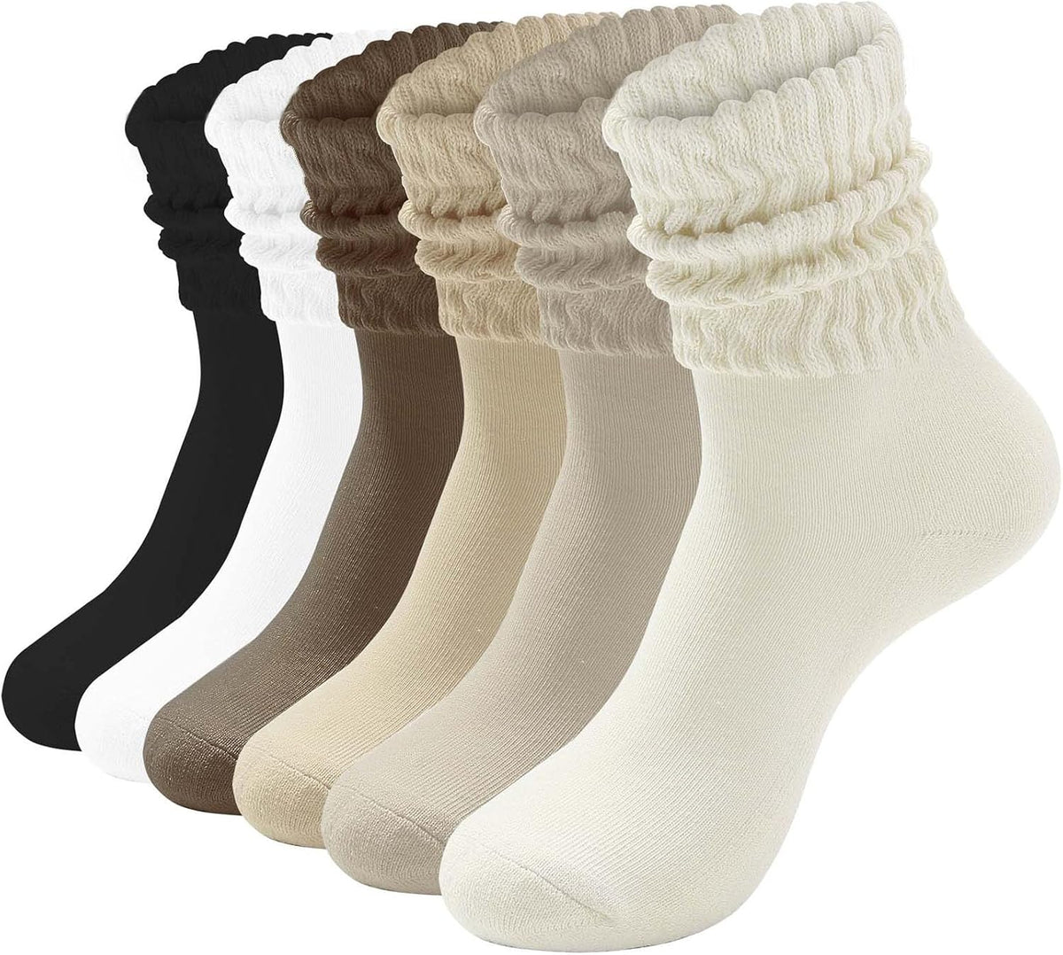 HAVE A TREE Women's Slouchy Crew Socks White Cushioned Scrunch Boot Sock