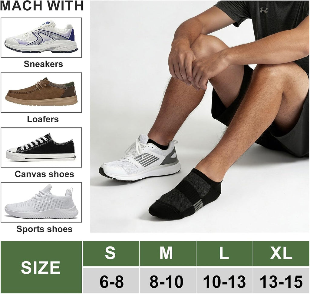No Show Socks Men, Breathable Bamboo Rayon Low Cut Footies 6 Pairs