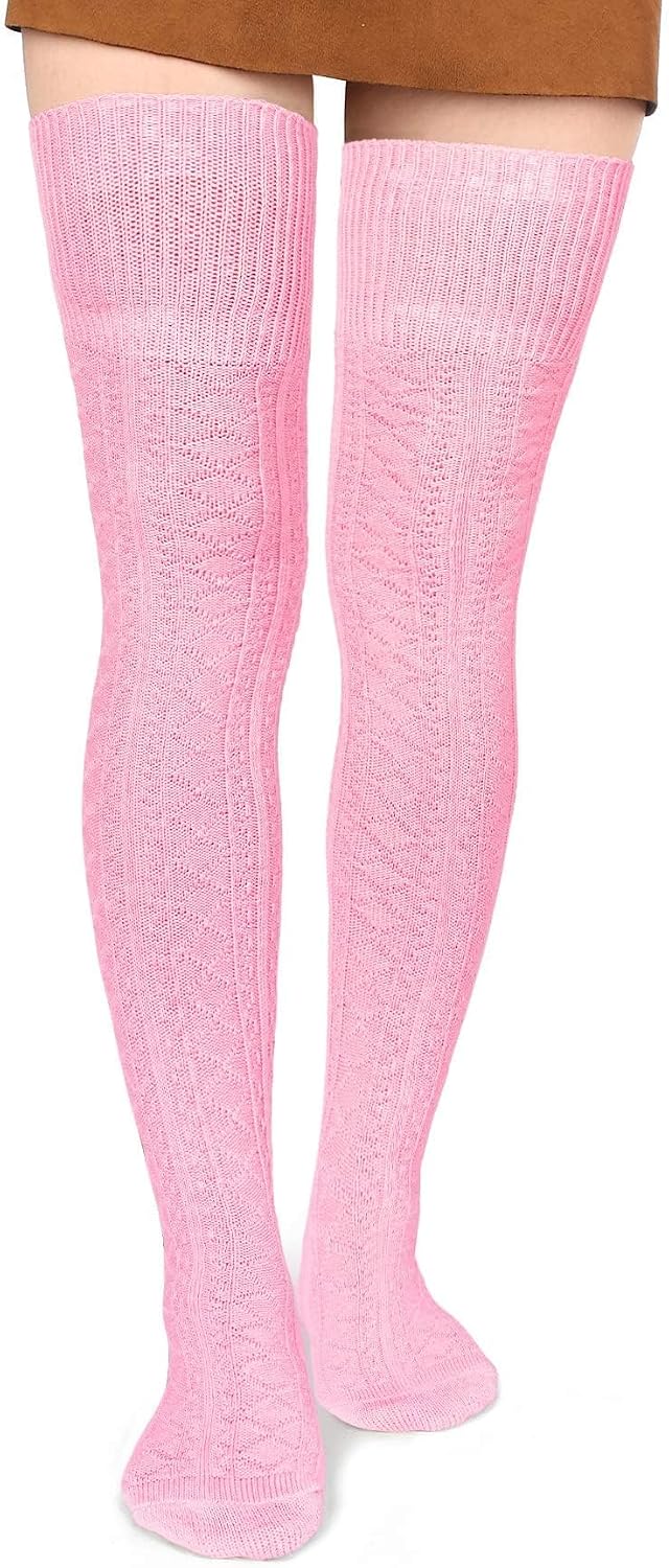 Moon Wood Women Thigh High Socks Extra Long Cotton Knit Warm Thick Tall Over the Knee Boot Stocking Leg Warmers Daily Cosplay