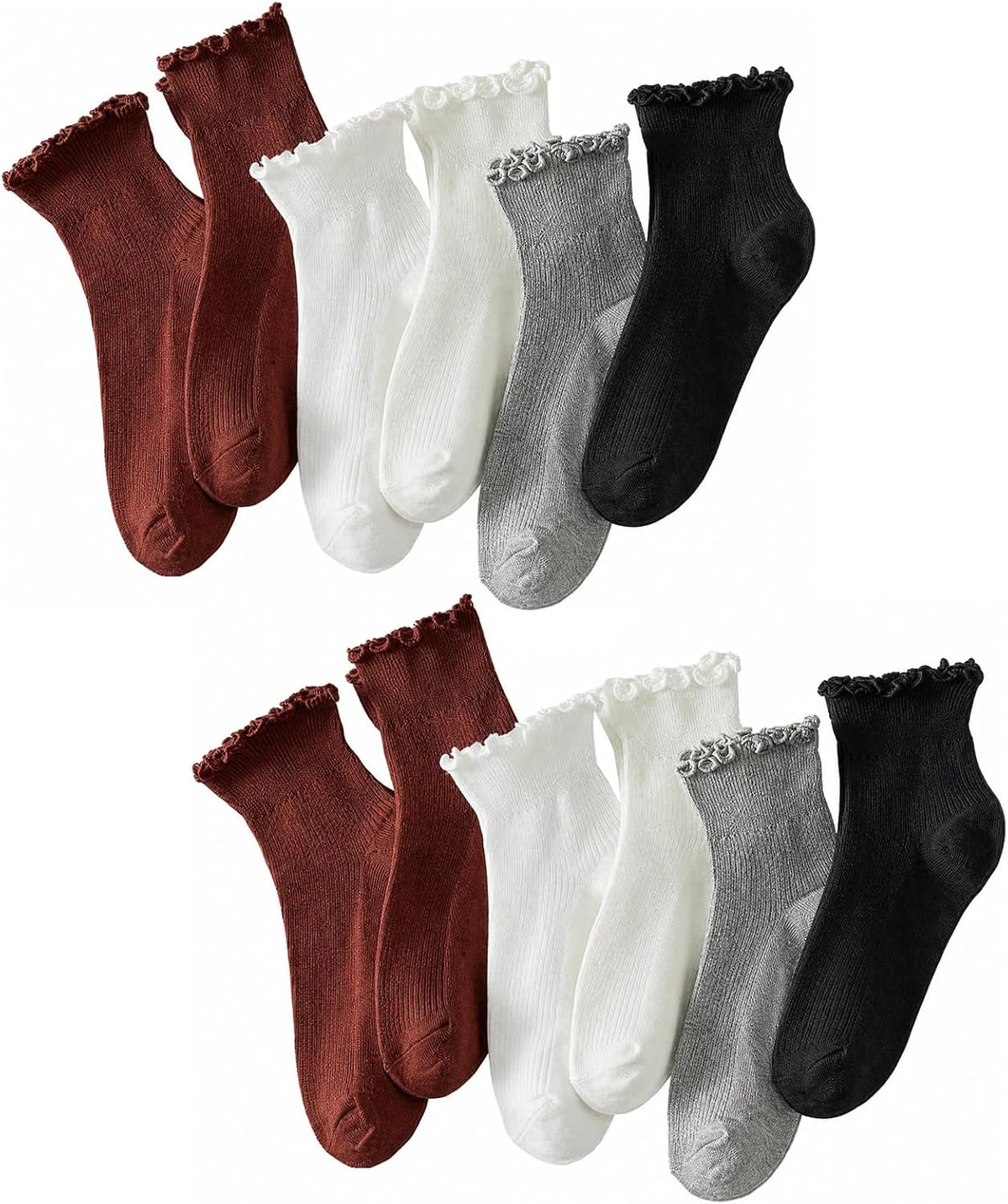 Hstyle 6 Pairs of Ruffle Socks Women, Cute Ruffle Ankle Socks