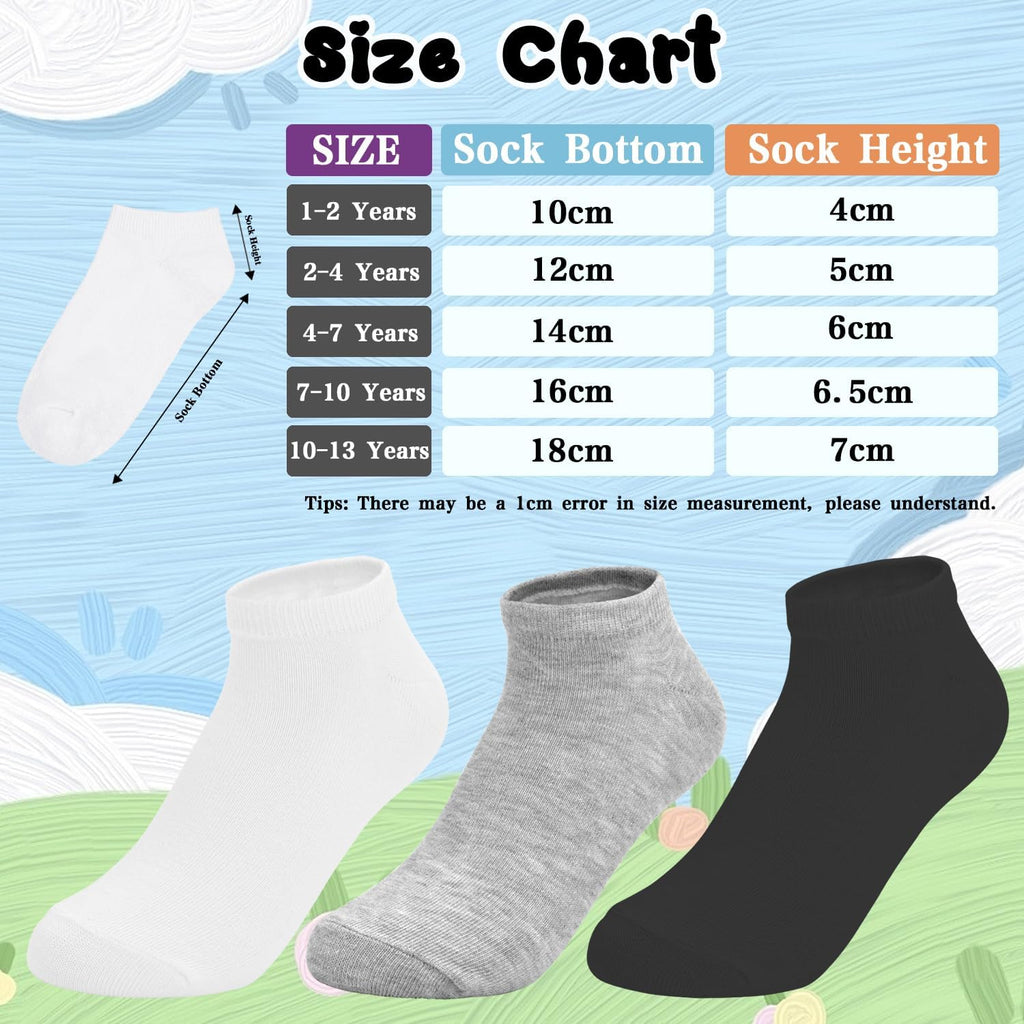 ZERULETS Kids Socks, 20 Pairs Boys Girls Low Cut Ankle Socks 1-13 Years