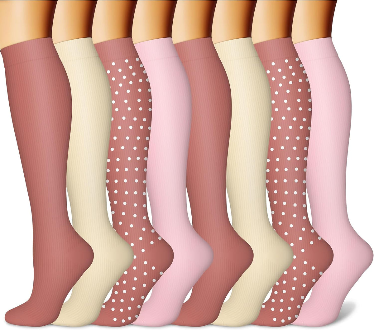 CHARMKING Compression Socks for Women & Men Circulation (8 Pairs) 15-20 mmHg Best Calf Socks Support for Athletic Cycling