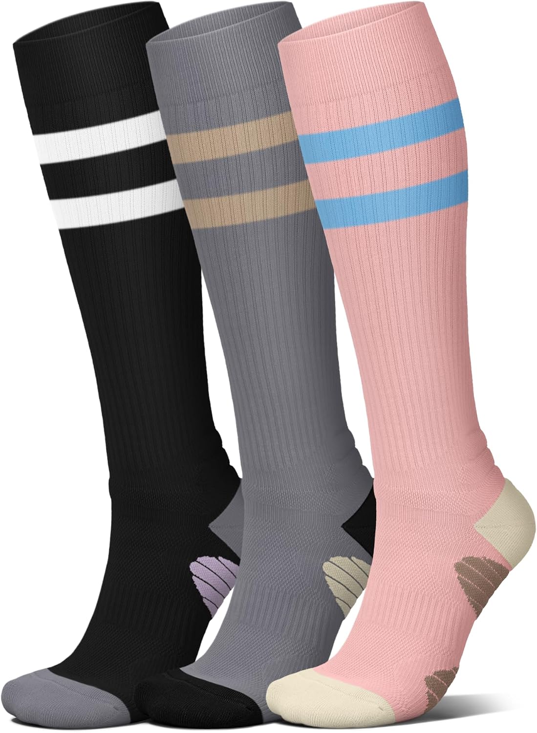 4 Pairs Compression Socks for Women Circulation-Best Support for Nurses,Running,Athletic,Travel