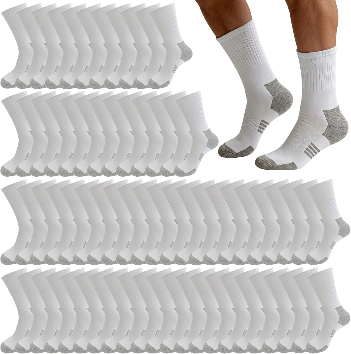 20 Pairs Crew Athletic Socks for Men Moisture Wicking Cushion Crew Socks for Sport Running Traveling