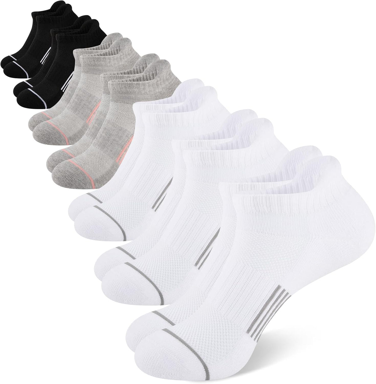 Heatuff 7 Pairs Womens Ankle Socks Athletic Cushioned Anti-Blister Running Low Cut Socks with Tab