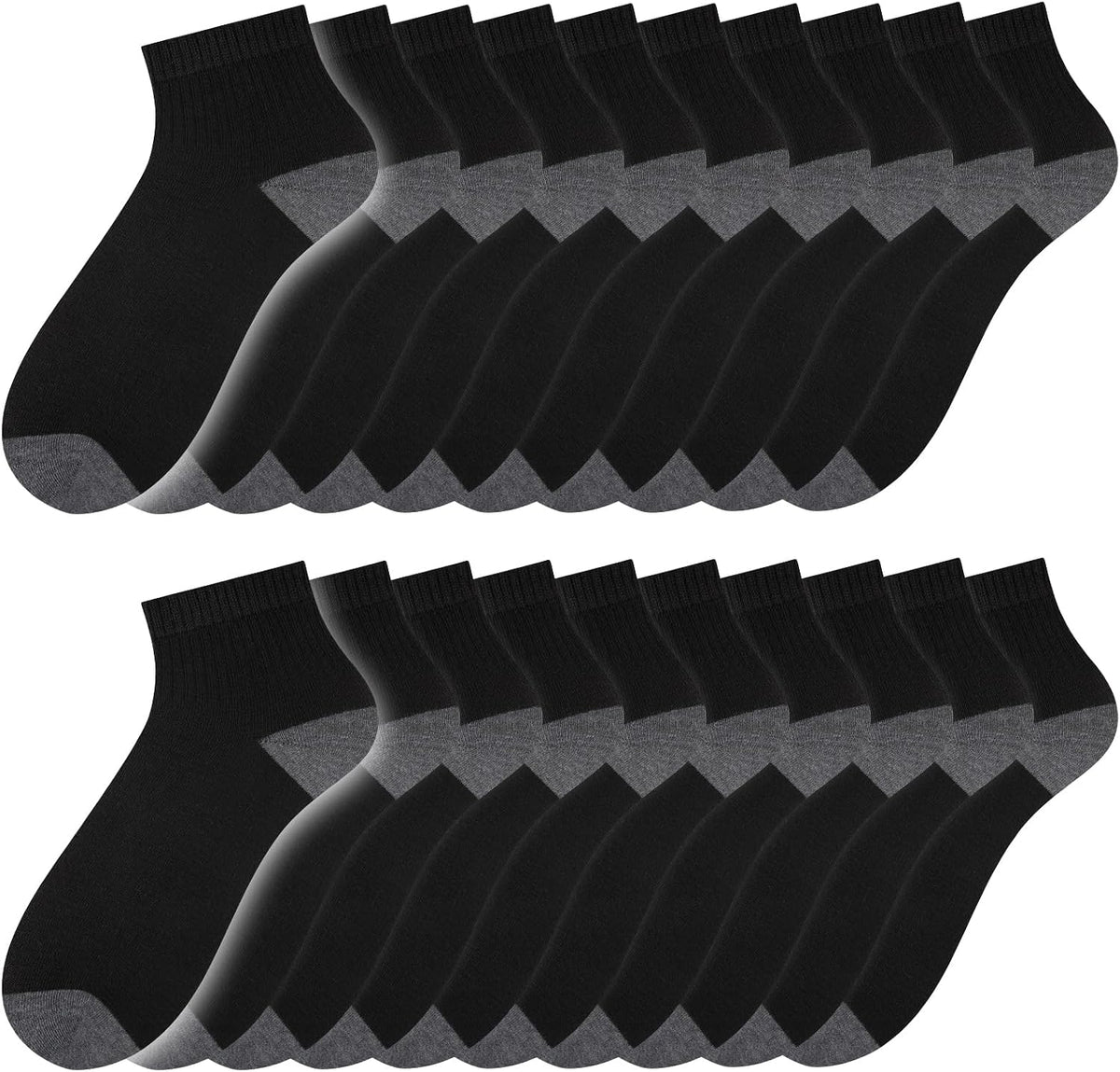 20 Pairs Ankle Socks For Men - Mens Socks Size 8-12/12-16 Thin Casual Bulk Socks