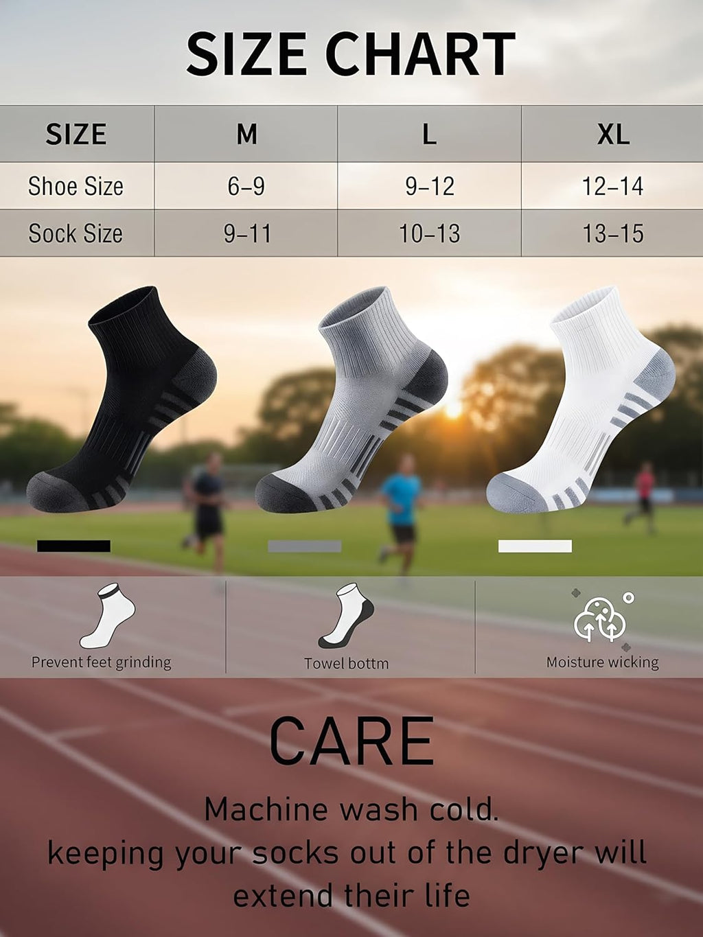 Airacker Athletic Quarter Socks with Cushion Running Ankle Socks for Men Women 6 Pairs
